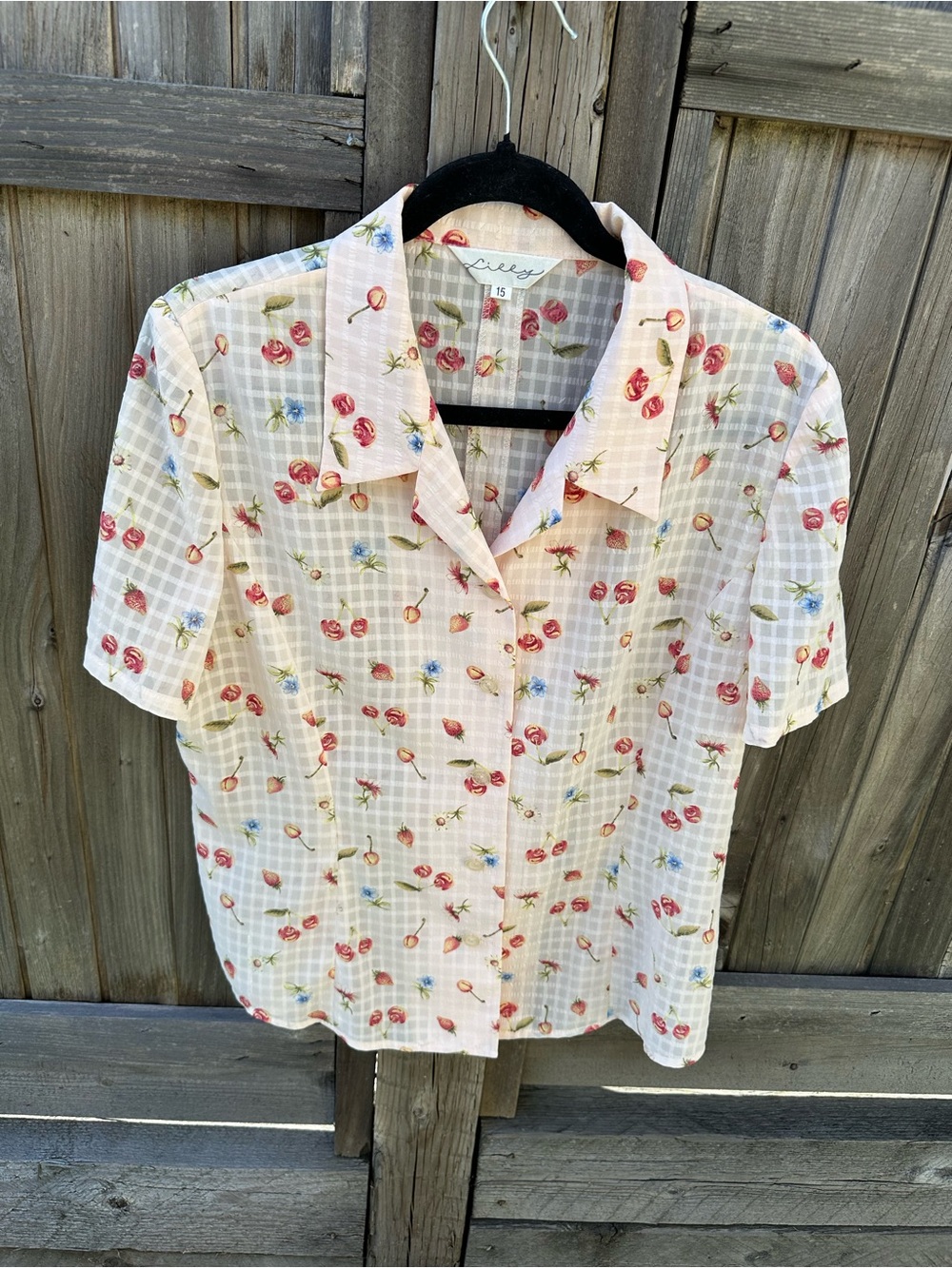 Lightweight Floral Button-Up Shirt - Pink with Red & Blue Flowers